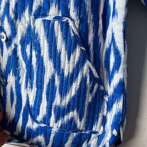 NWT Anthropologie Nora cobalt and white quilted ikat jacket size S - Picture 8 of 10